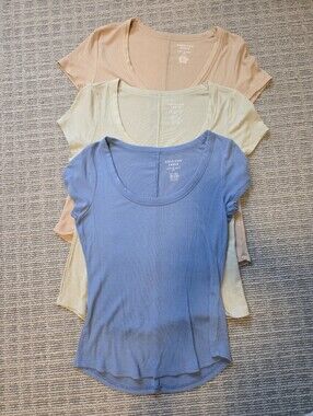 American Eagle Outfitters Ribbed Scoop Neck Tops - Blue, Sage, Peach